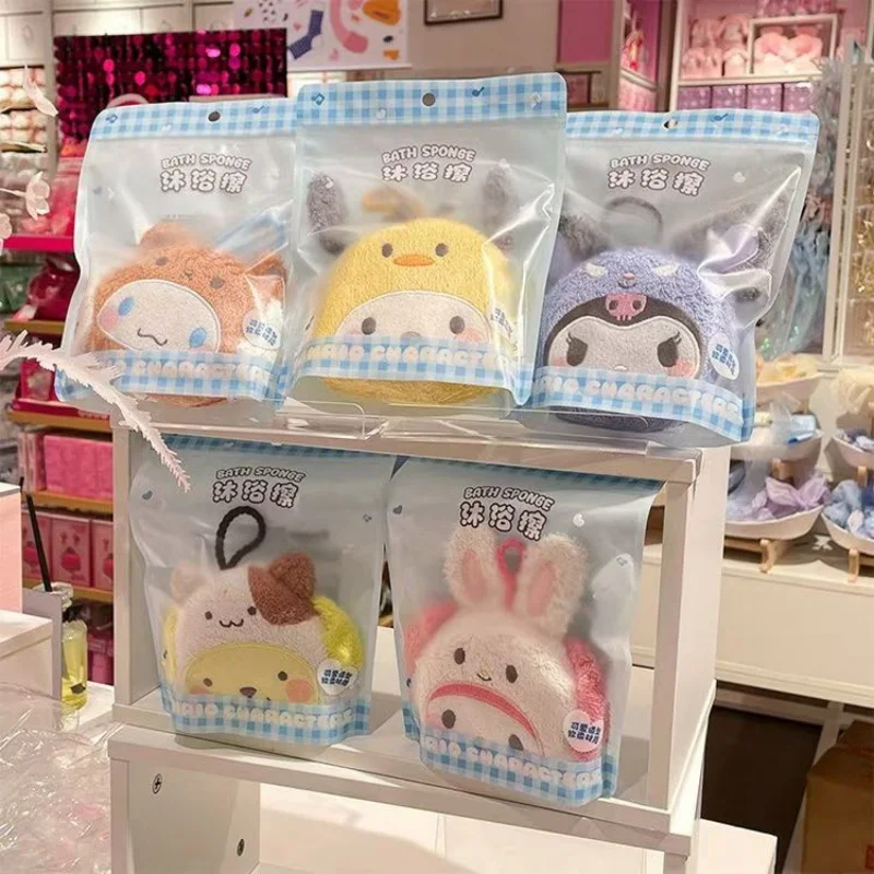 

Кавайная губка для ванны Sanrio с рисунком аниме Kuromi, цветок для ванны, мультяшная моя мелодия, мяч для ванны, милый висячий тип, Товары для ванной комнаты