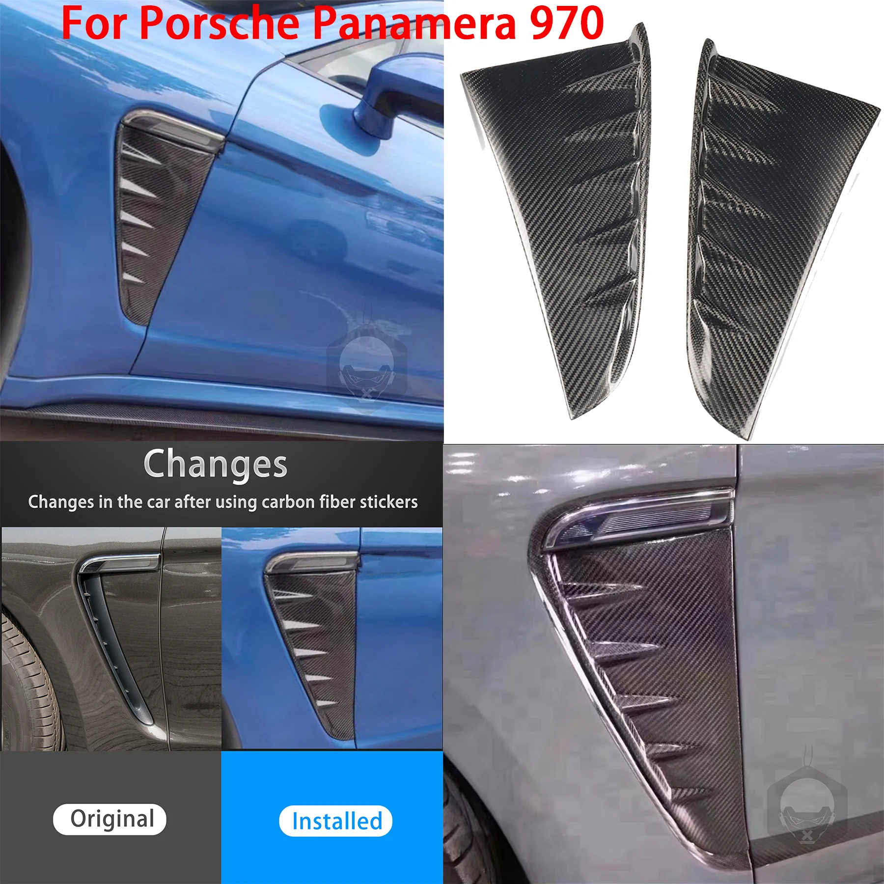 Car Styling Fog Lamp Air Vent Cover Real Carbon Fiber Front Bumper Side Fender Accessories For Porsche Panamera 970 2012-2016