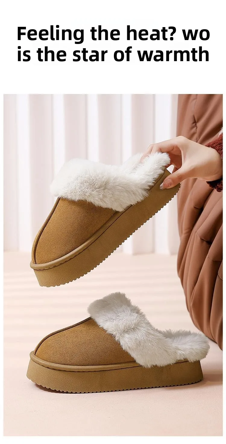 2026 Winter Warme Flache Fell-Hausschuhe für Damen, Kunstwildleder Flauschige Pelzige Hausschuhe, Bequeme Rutschfeste Innen-Boden-Baumwollschuhe – Detail 7
