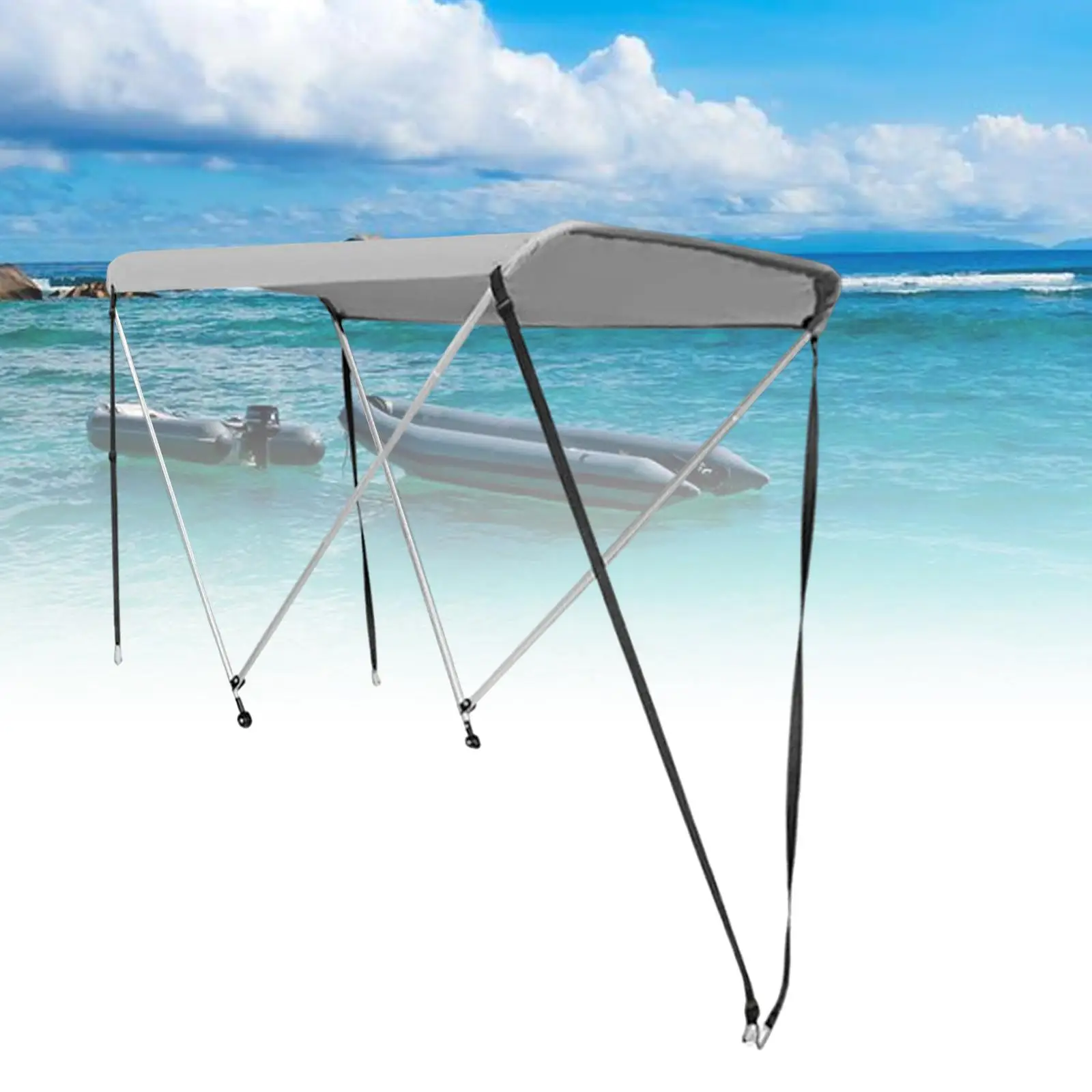 Inflatable Boat Bimini Top Fishing Boat Sun Shade Canopy Sunshade Awning with Adjustable Straps Poles