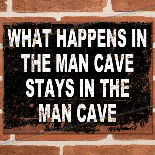 WHAT HAPPENS MAN CAVE Funny Metal Signs Mancave Shed Bar Pub Garage Tin Sign UK --Tin Sign