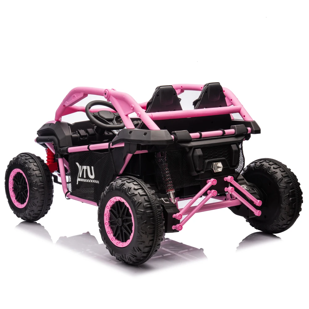 Max Speed 4.97MPH 24V Two-seater Kids Ride On UTV 400W Super high power 4 wheels, Bluetooth, MP3, USB, Horn, Rear storage space