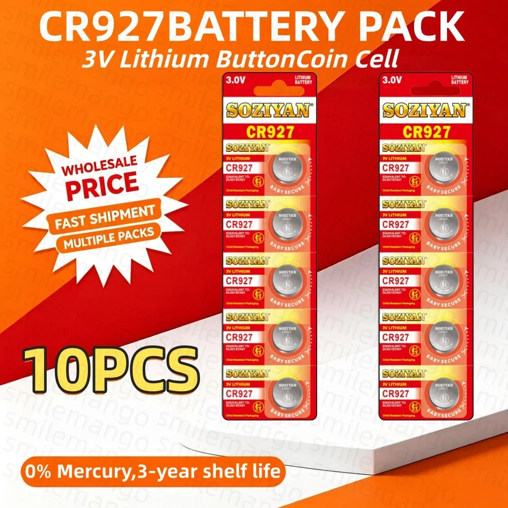 2-50PCS 3V CR927 30mAh Lithium Battery DL927 BR927 LM927 ECR927 For Watch Car Remote Control Clock Electric Toy Button Cell