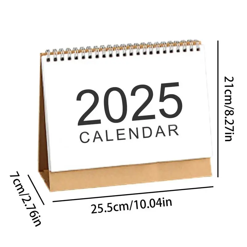 Calendário mensal pequeno para mesa, planejador Twin-Wire, fácil organização, 2024-2025