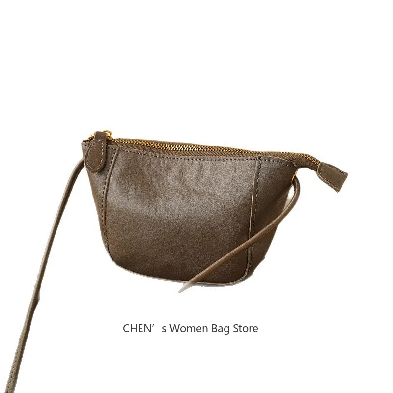 

Women Crossbody Bag Retro Natural Cowhide Small Messenger Bags For Ladies 2025 New Shoulder Bag Mini Bags