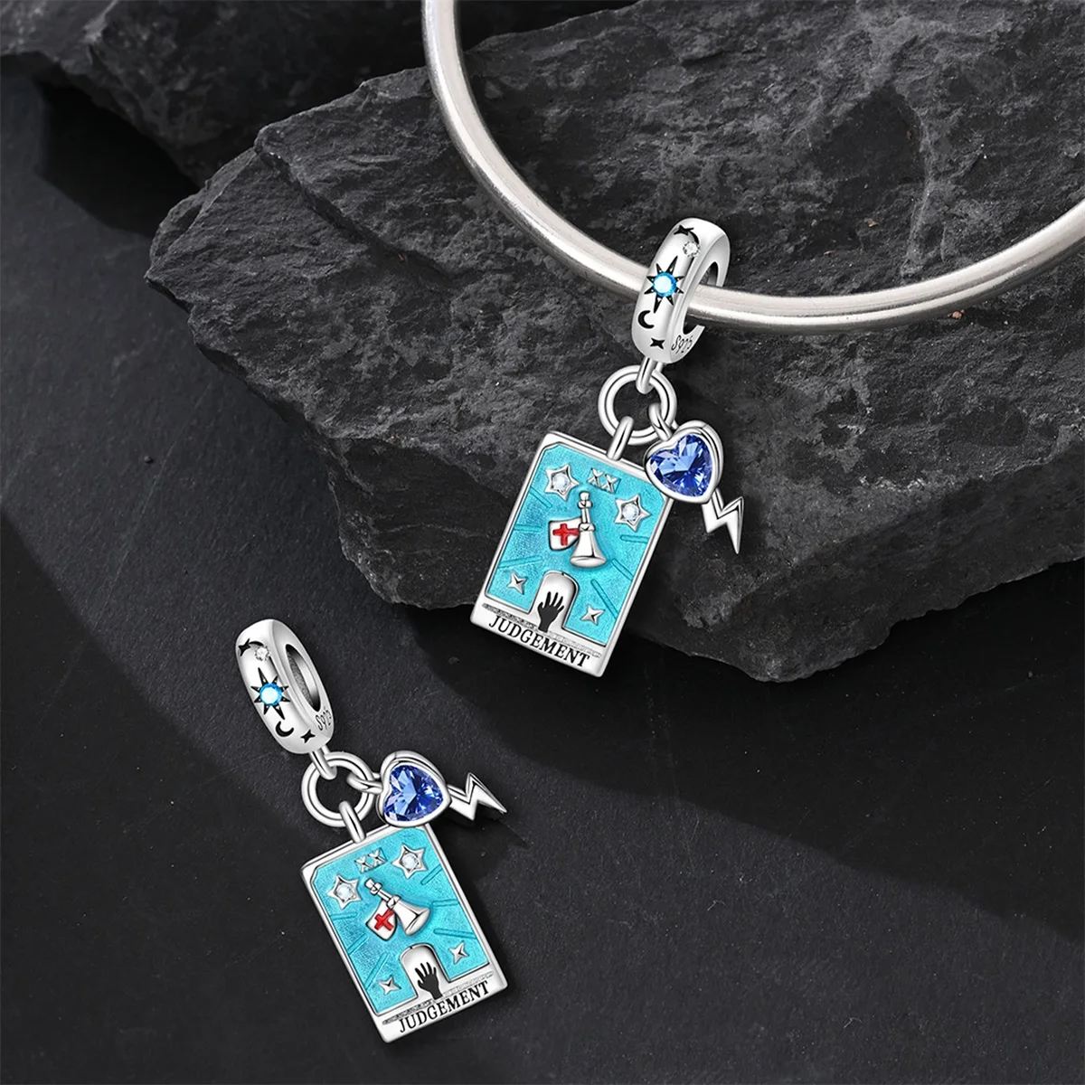 925 Silver Plated Classic Devil Death God Magic Upright Tarot Charms Pendants For Women Fit Original Bracelets DIY Jewelry view 2