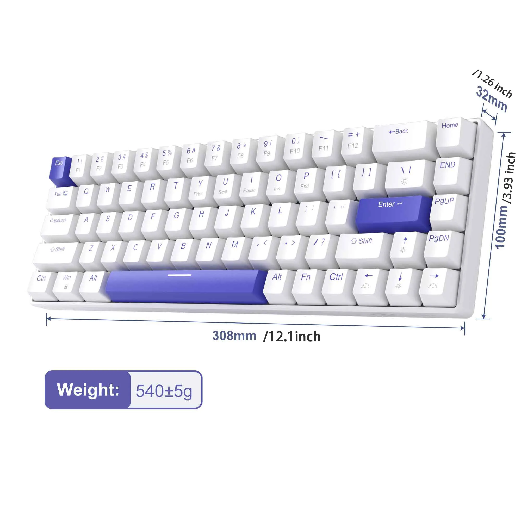 Compact 68 Keys 60% Mechanical Gaming Keyboard with Silencing Plate,Compact Gaming Keyboard with Hot Swap Custom switch, RGB Lig