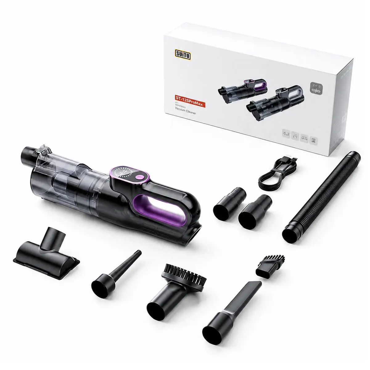 Smart Brushless Handheld Car Vacuum Cleaner, Type:with Extension Pole+Large Floor Brush