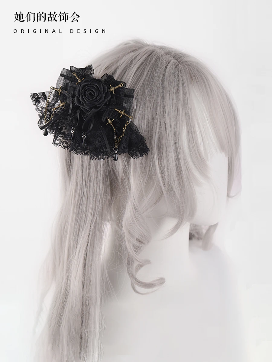 Lolita Headdress Flat Hat All-Match Retro Lolita Gift Top Hat Black White Elegant Flower Headband Hair Accessaries