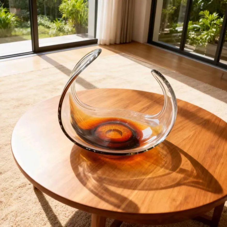 ins Internet celebrity light luxury Nordic bed and breakfast coffee table household large handmade glass large fruit plate model
