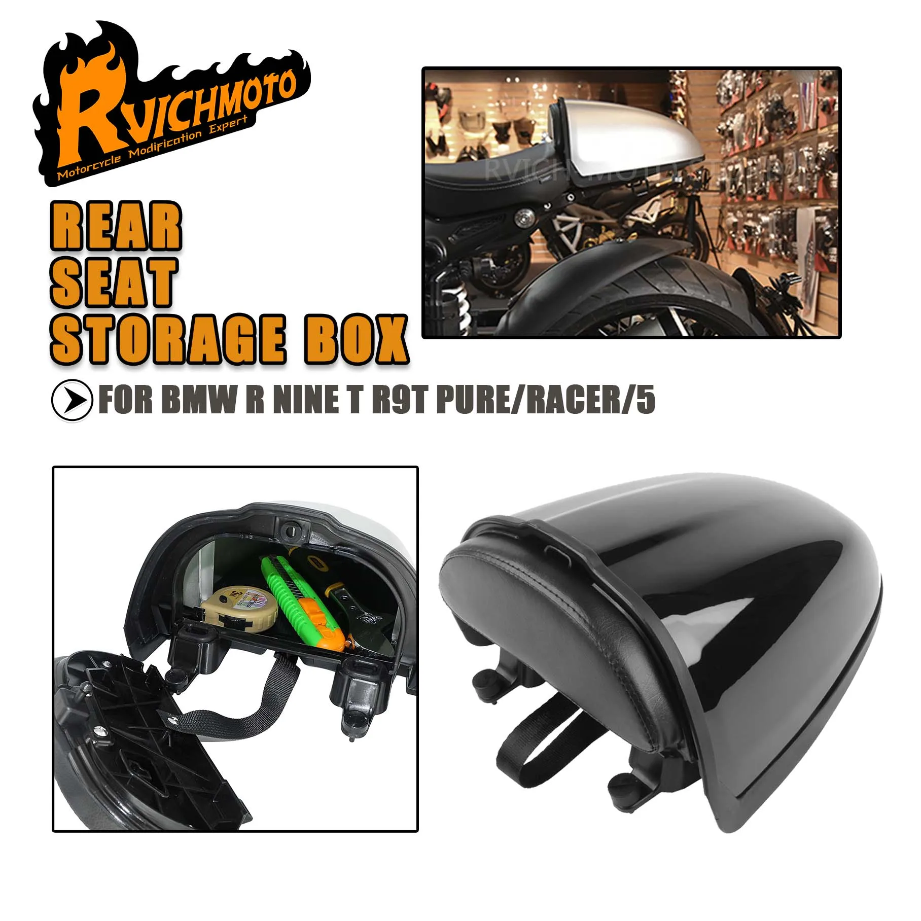 

Для BMW R NINE T R9T RACER PURE 2014-2023 мотоциклетный хвост аккуратный ящик заднего сиденья горб багажник ящик для хранения маятника крышка капота