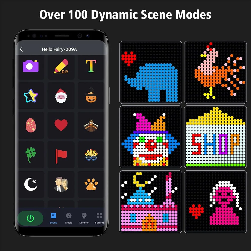 أضواء الستار الذكية AI 400 المصابيح داخلي اللون تغيير أضواء الموسيقى مزامنة الديناميكية DIY لديكور حفلات عيد الحب مقاوم للماء