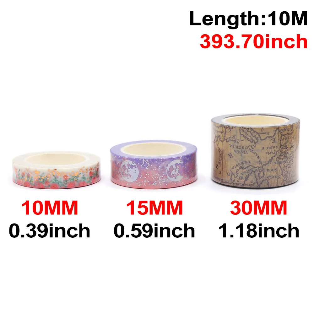 10M Washi Tape Flower Sky Bronzing Masking Tape Decorative Adhesive Tape Scrapbooking Sticker For Diary Gift Wrapping Stationery