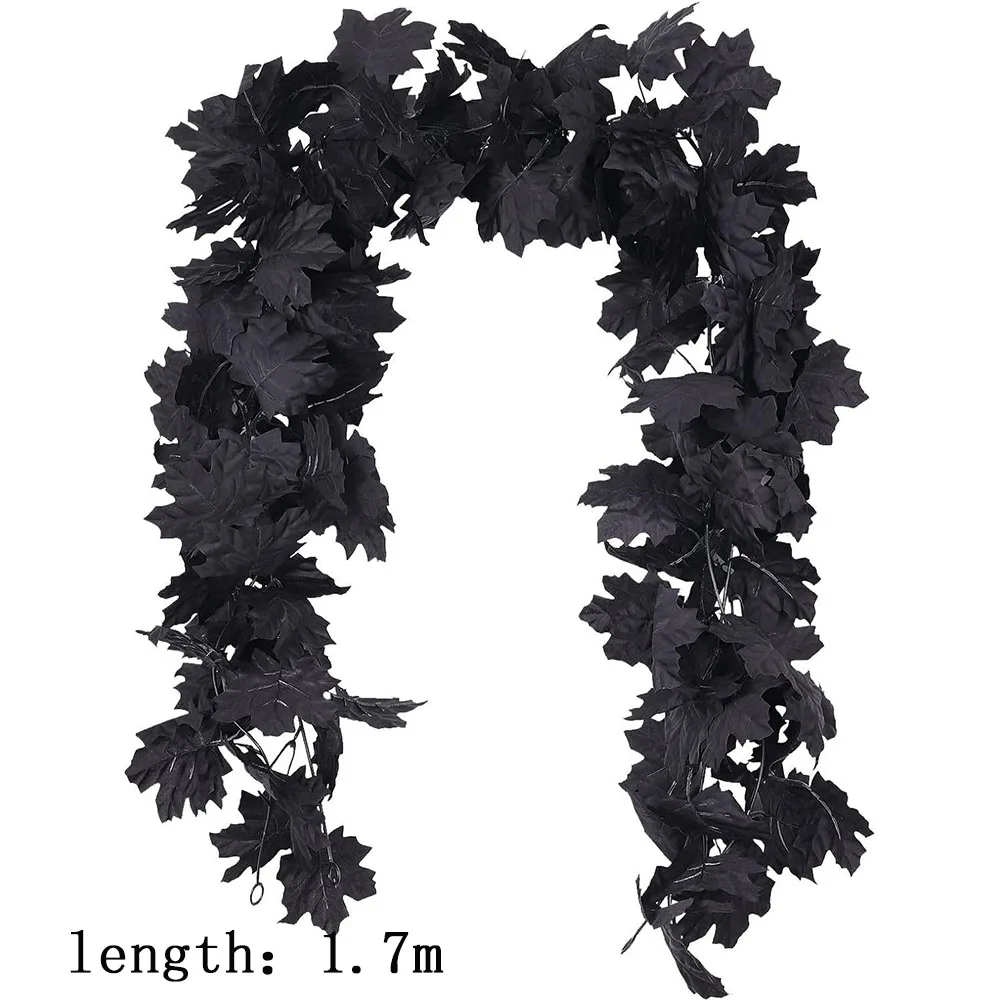 

New Black Halloween Decoration — Indoor Home Artificial Maple Leaf Vine Autumn-Themed DIY Floral Leaf Decoration