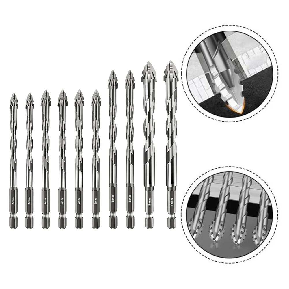 

10Pcs/set 5/8/10/12mm 4 Flute Sawtooth Eccentric Drill Bit For Wood Metal Glass Drilling Tools Power Tools Parts