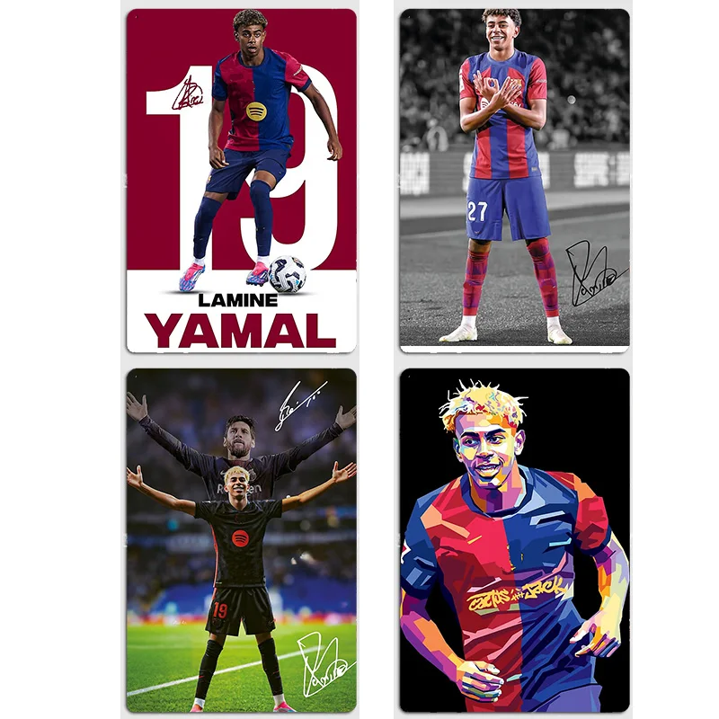 Lamine Yamal And Messi Football Player Retro Posters Metal Sign Poster Bar Interior Bedroom Wall Art Home Decor Room Decoration