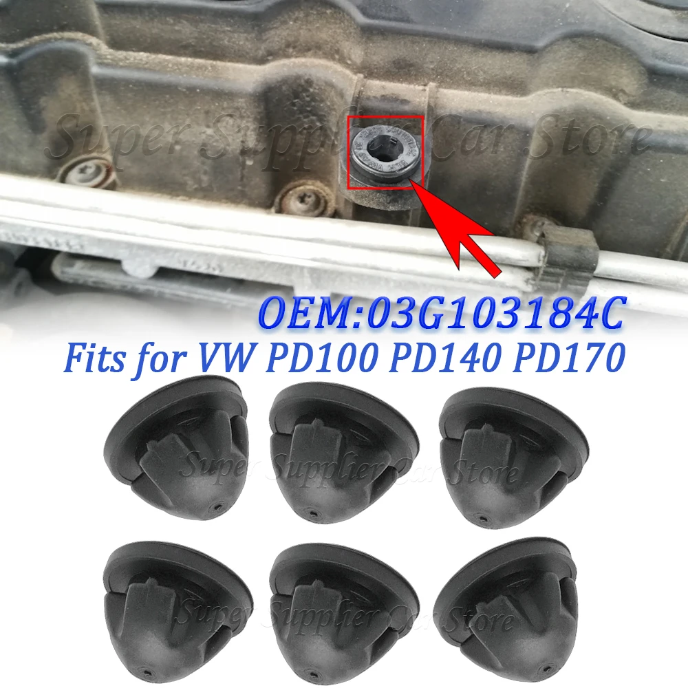 03G103184C For A3 8P1 2.0 1968 Ccm 6Pcs Car Engine Cover Grommet Rubber Trim Engine Top Cover Trim Rubber Mount Grommet