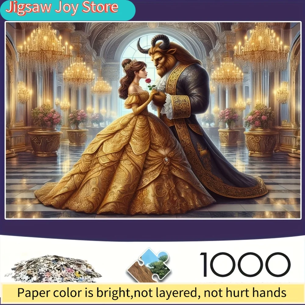 Rompecabezas de La Bella y la Bestia de Disney |   Rompecabezas de Madera Vintage de María y la Bestia, Colores Vibrantes, para Hogar, Oficina o Cafetería