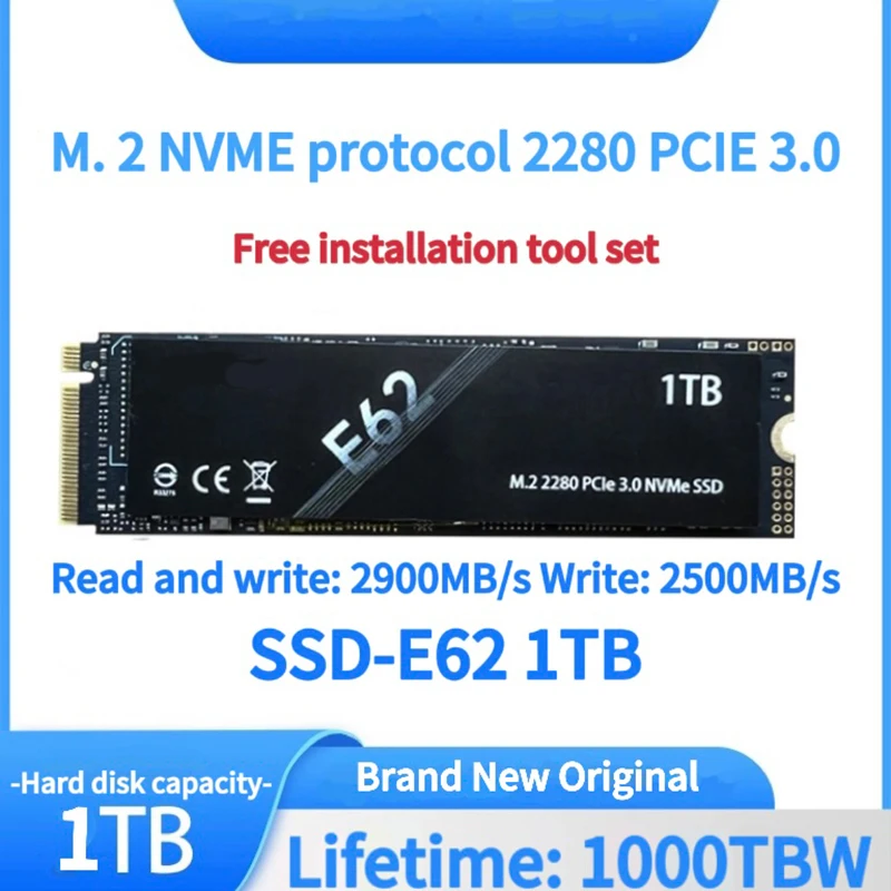 

Solid State Drive 1T 2280 NVME Protocol PCIE3.0 SSD M.2 Interface Model E62