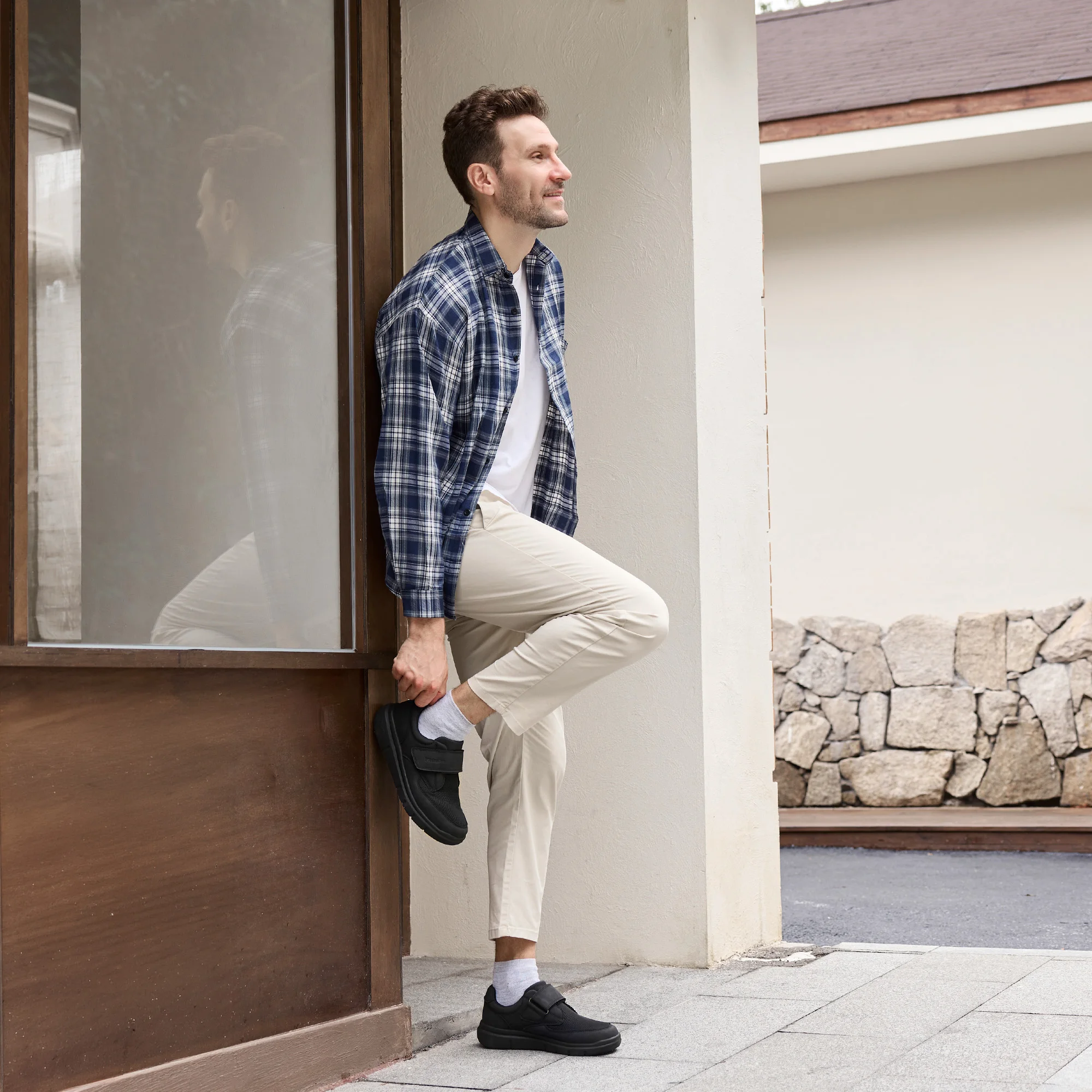 Fittington Herren-Diabetiker-Schuhe, extra breite Zehenpartie, Winterstiefel, warmes Plüschfutter, Hausschuhe für Männer mit geschwollenen Füßen, rutschfest – Detail 11
