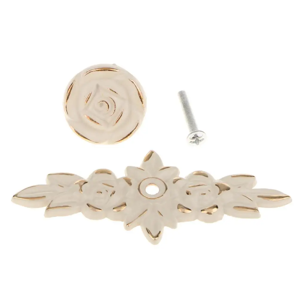 Alloy Rose Flower Cabinet Knobs Modern Drawer Handle Pull for Bedroom Cupboard Clothes Wardrobe Furniture