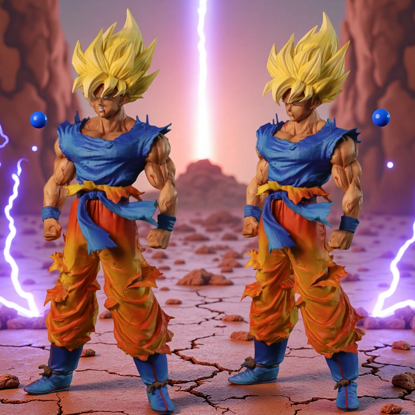 

Dragon Ball anime classic character figures, double-headed carving Wukong model ornaments, double-headed replaceable