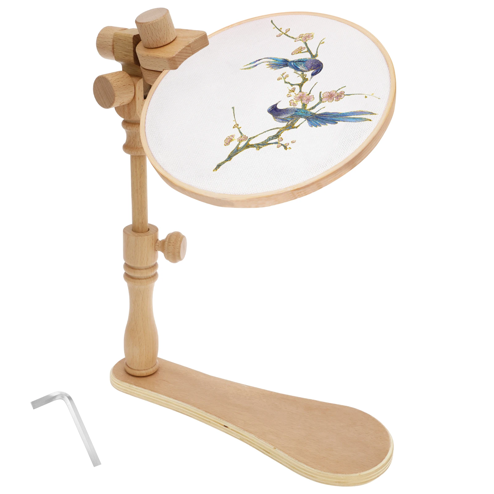 

Wooden Embroidery Hoops Stand Adjustable Hands Cross Stitch Stand Table-style Embroideries Rack Embroidery Accessories for Women