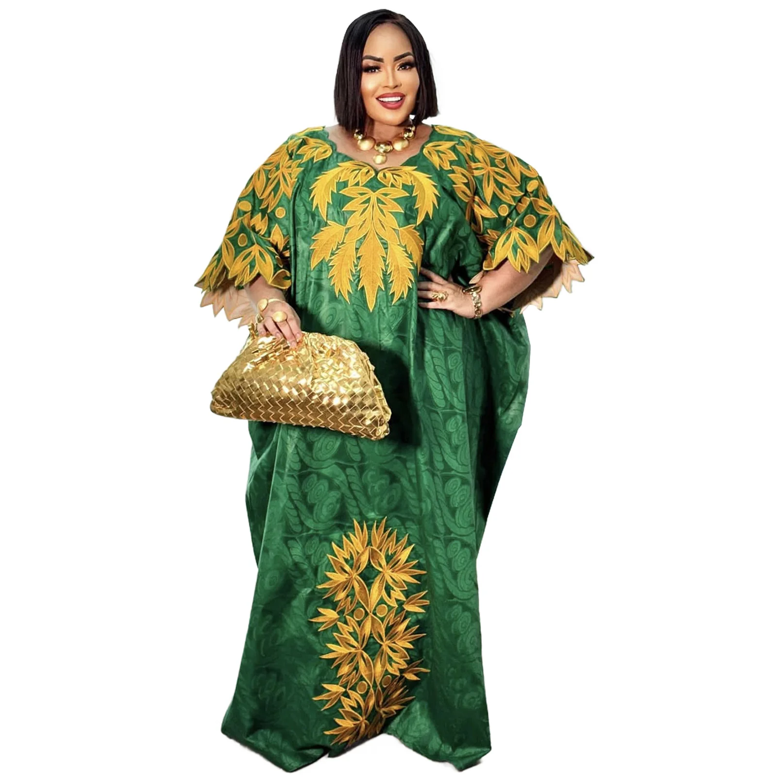 African Dresses For Women Luxury Boubou Material Rich Embroidery Design Long Dress