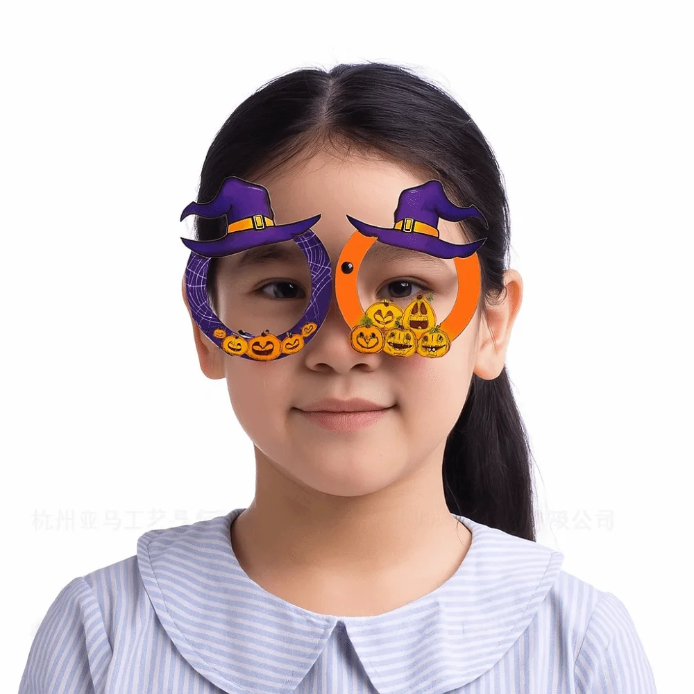 

6 pcs Funny Halloween Paper Glasses Spider Design Pumpkin Design Cosplay Eyeglass Cardboard Bat Design Party Photo Props Women