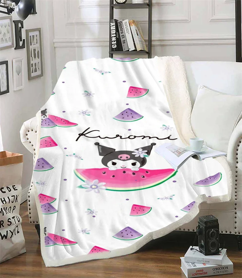 

Kuromi Sanrio Lovely 3D Printed Flannel Thin Blanket.Four Season Blanket.for Sofa,beds,living Rooms,travel Picnic Blanket Gifts