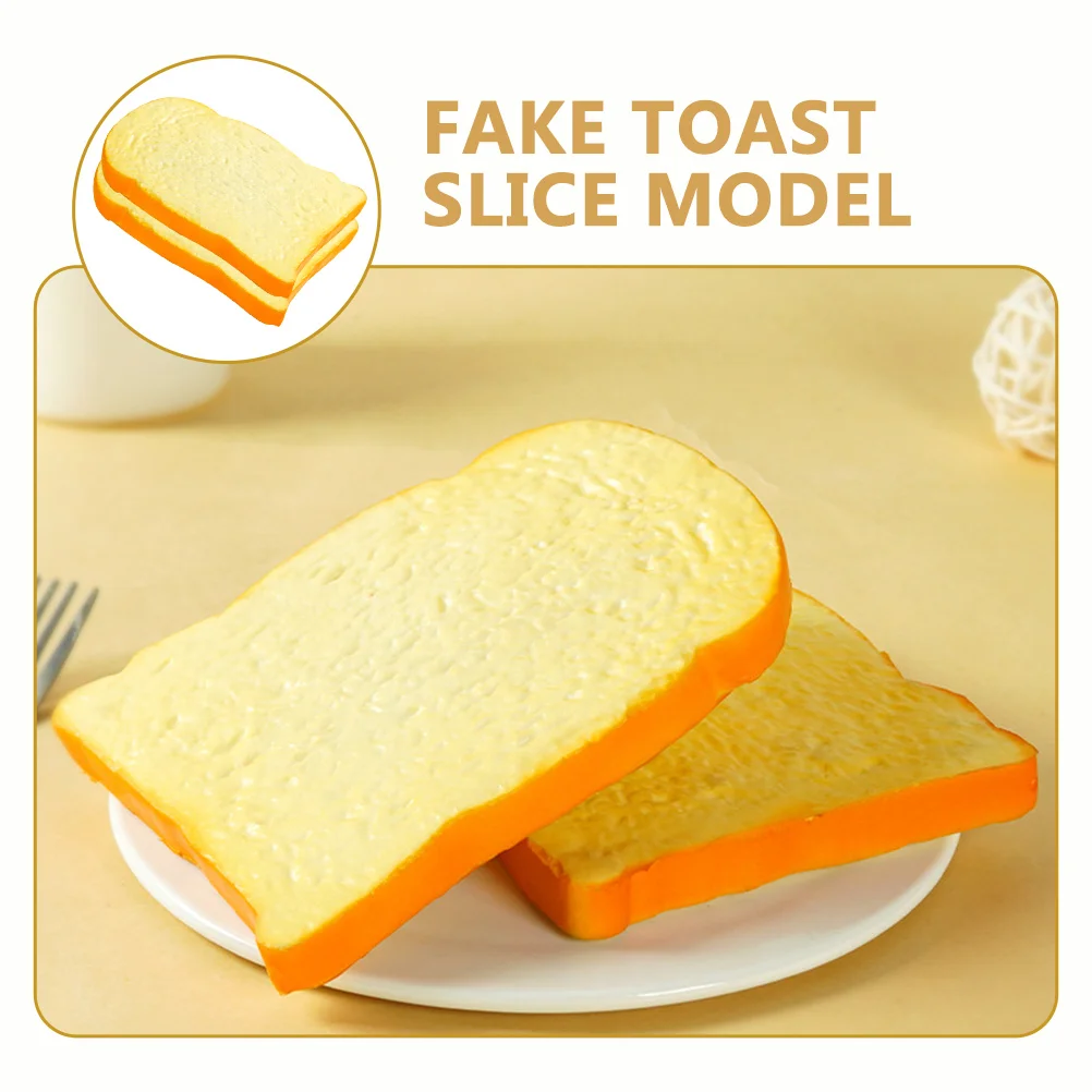 

2 Pcs Artificial Toast Bread Props Realistic Simulation for Bakery Display Photography Decor Kitchen Play Model Montessori