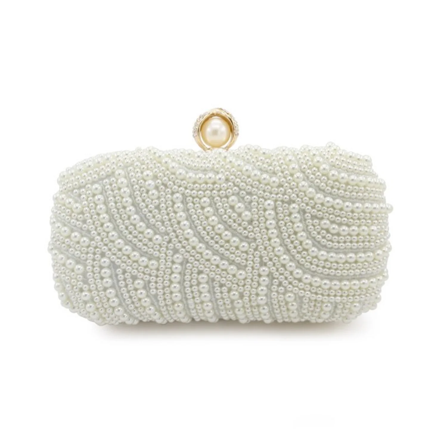 New Design Pearls Studded Women Bridal Square Clutch Bag One Shoulder Bag Handbag Banquet Bag for Formal Prom Occasions Party