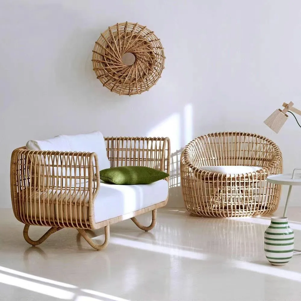 Outdoor sofa bed and breakfast rattan chair balcony garden chair furniture villa courtyard waterproof sunscreen leisure