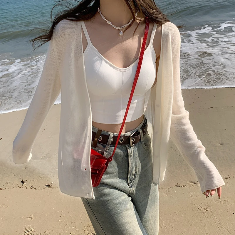 New Long Sleeve Knitted Sweater Women Cardigans White V-Neck Knitwears Knit Sweater Cardigan Women Tops Sueters De Mujer Q3517
