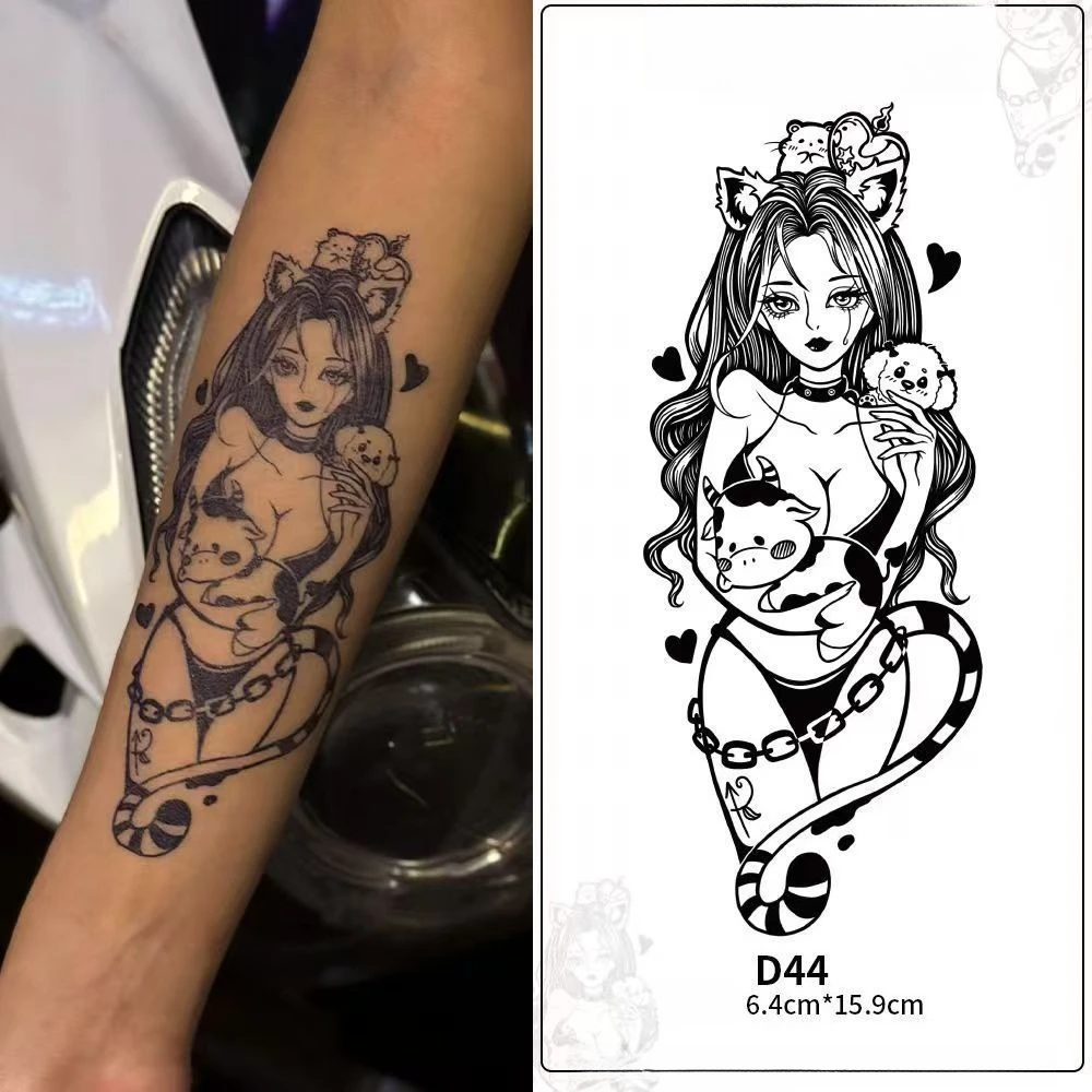 

Cartoon Catwoman Herbal Juice Temporary Tattoos Sexy Beauty Body Art Waterproof Fake Tattoo Sticker Tatoo Last for 15 Days