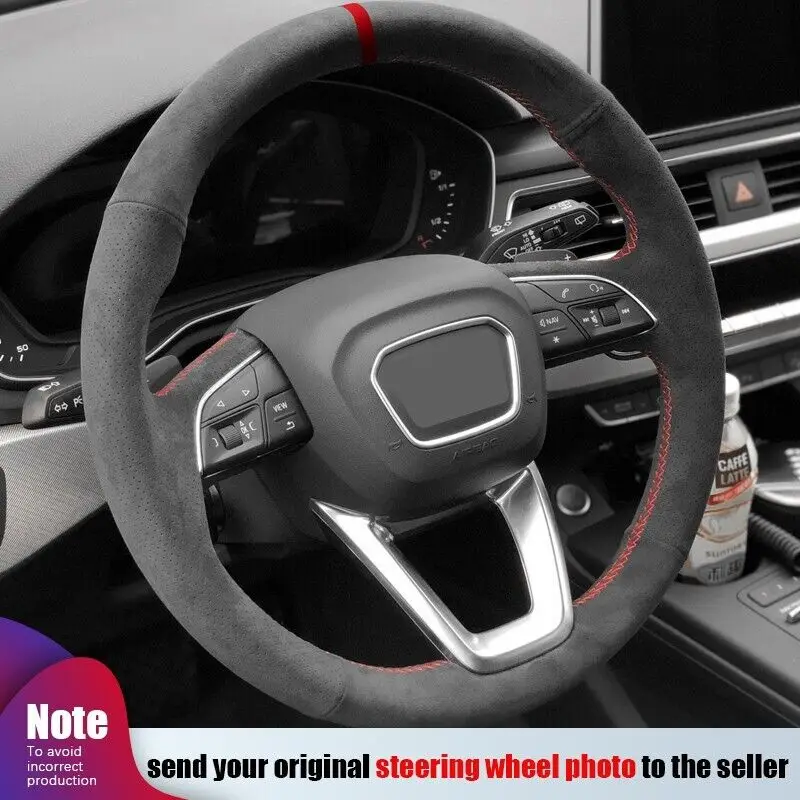 DIY Hand-stitched Real Dedicated  Car Steering Wheel Cover For Audi Q5L A6L A7 A4L Q3 Q2L Q7 A3 Auto Interior Accessories