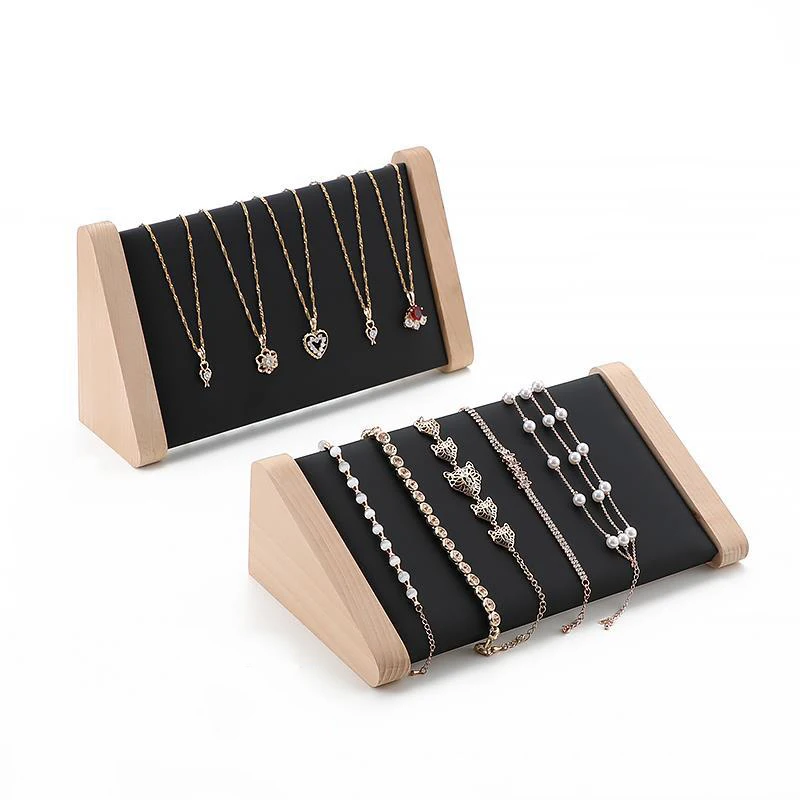 Solid Wood Ring Bracelet Display Rack Jewelry Store Specific Obliquity Display Props Necklace Holder Creative Decorations