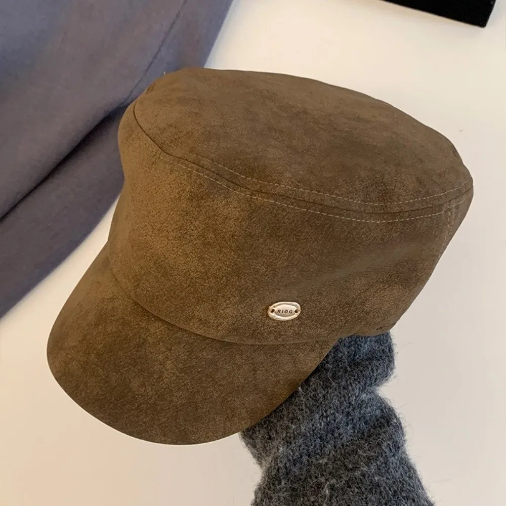 

Classic Vintage Suede Beret Y2k Artist Painter Berets Flat Brim Versatile Beanie Cap Streetwear