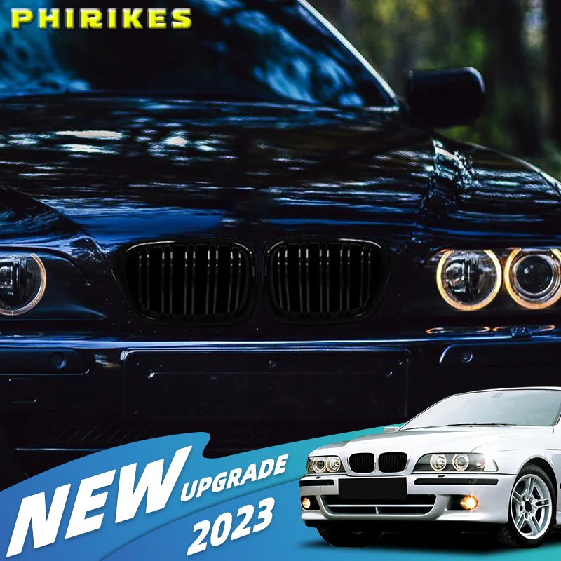 Für BMW E39 525 528 530 535 M5 1997-2003 Vorderer Mittlerer Schwarzer Breiter Nierengrill Kühlergrill
