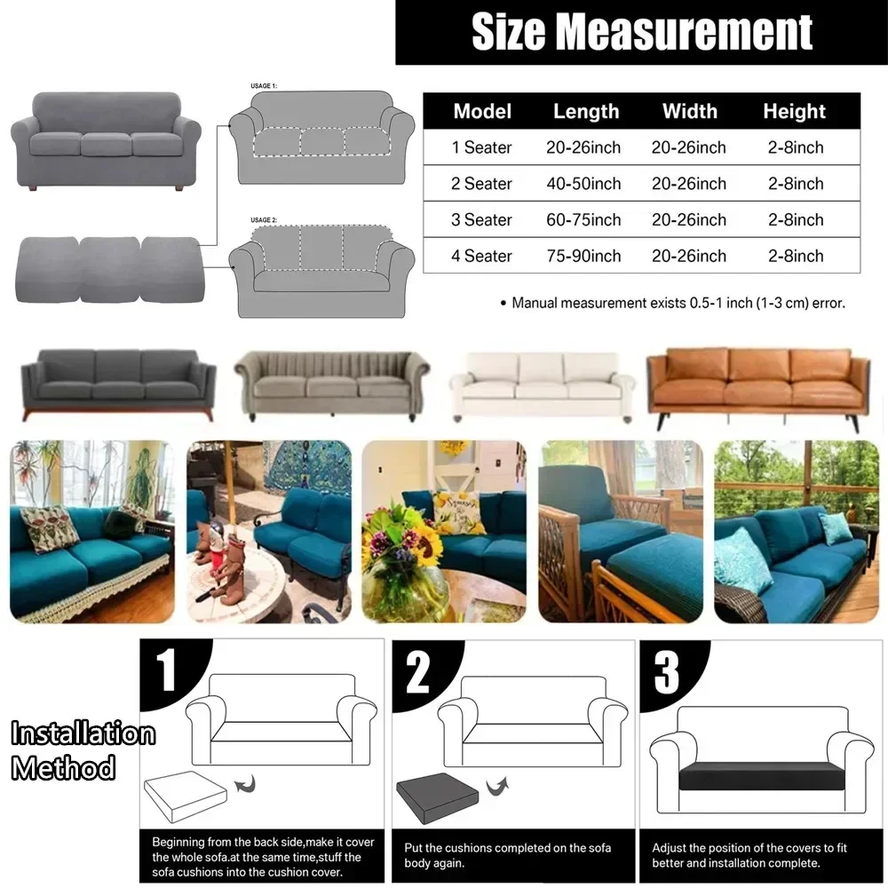 Fundas de cojín de sofá de Jacquard elásticas, fundas de sofá para sillas, fundas de cojín para asiento, Protector de cojín para reemplazo de 1-2-3 plazas