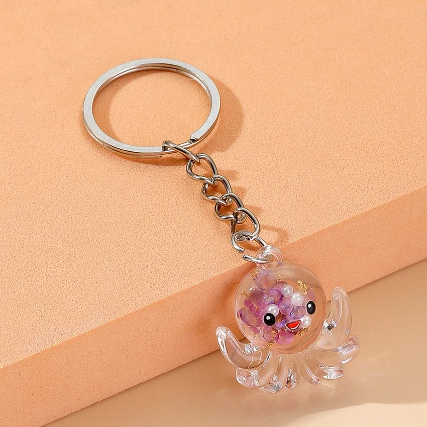 Luminous Octopus Toy Keychain DIY Cute Cartoon Marine Animal Car Handbag Decoration Key Chain Couples Exchange Gifts Each Other