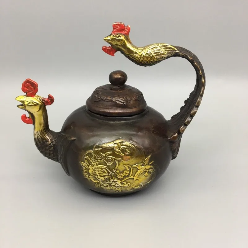 Antique-style, aged bronze and brass handicrafts, including phoenix-shaped wine pitchers and decorative pieces, wholesale from t