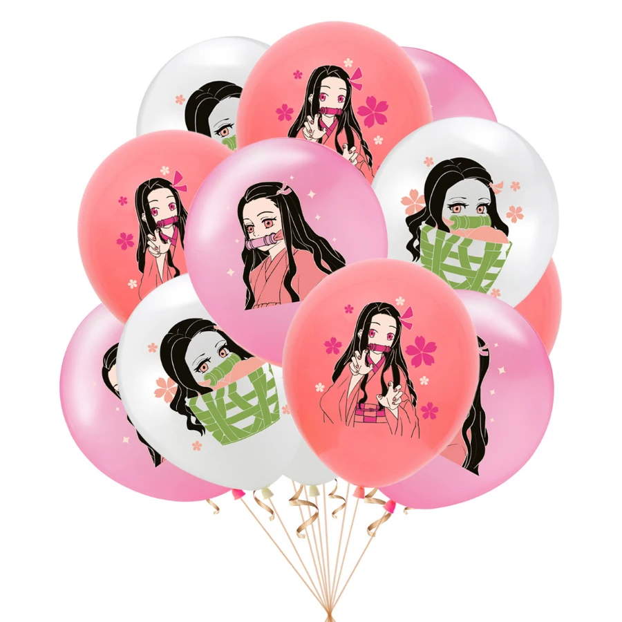 12 Uds. De Globos de dibujos animados Demon Slayer para decoración de fiesta, Globos Kamado Tanjirou Nezuko, tema de Anime, suministros para fiesta de cumpleaños y Baby Shower