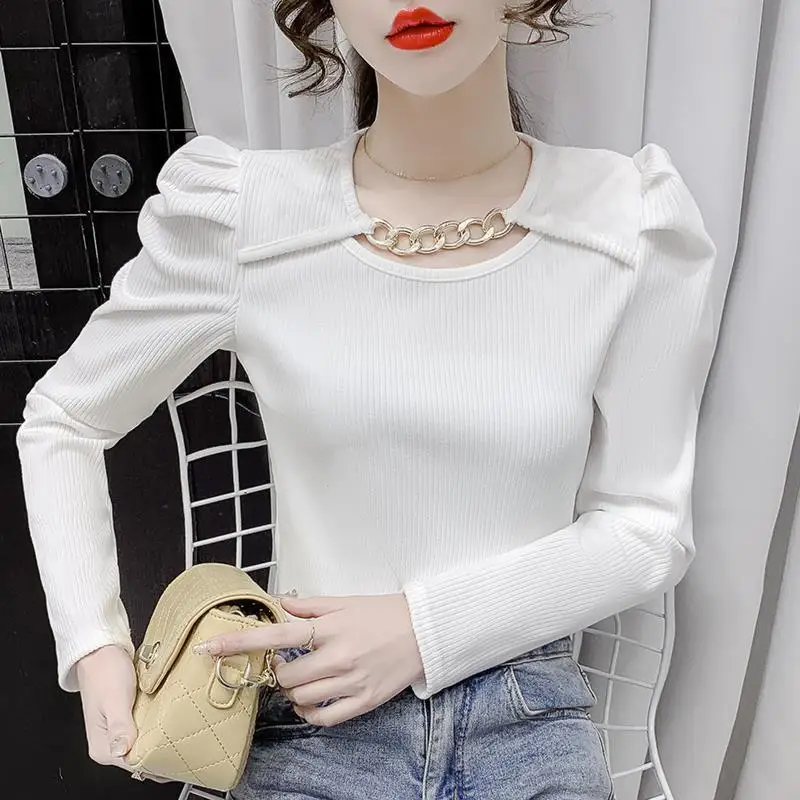 

White Slim All-match Bottoming Shirt Spring Autumn Long Sleeve Simplicity Solid Korean T Shirt Tops Fashion Casual Women Clothes