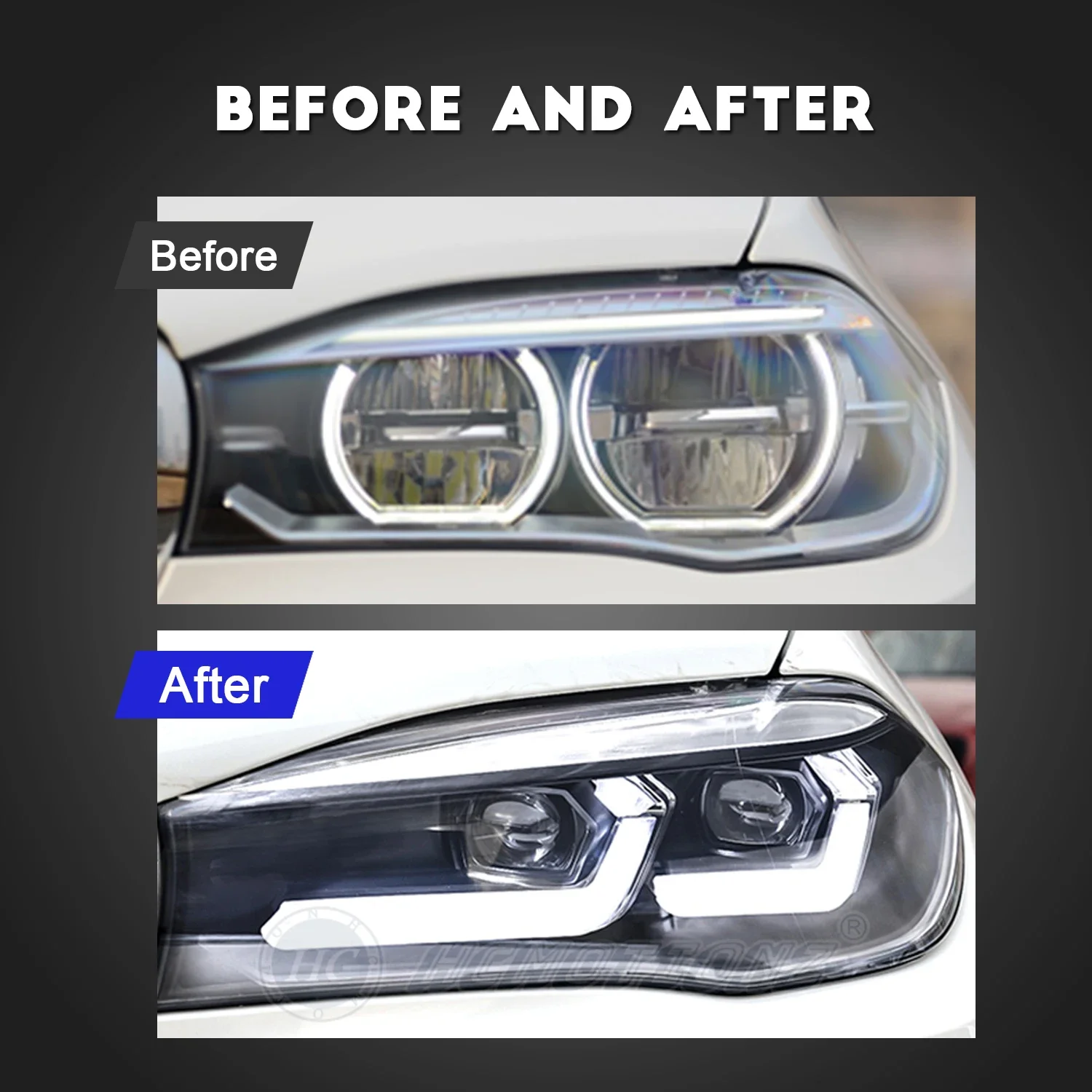 HCMOTIONZ Factory High Quality New LED Headlights for  X5 F15 X6 F16 2014-2018 Dynamic Turn Signal Car Front Lamps Assembly