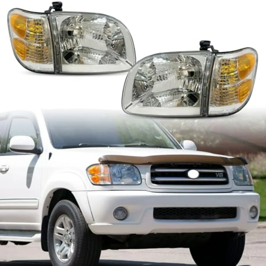 

For Sequoia Headlights Compatible with 2001 2002 2003 2004 Toyota Sequoia Head Lamps and Corner Lights Lighting kit 4 PCs
