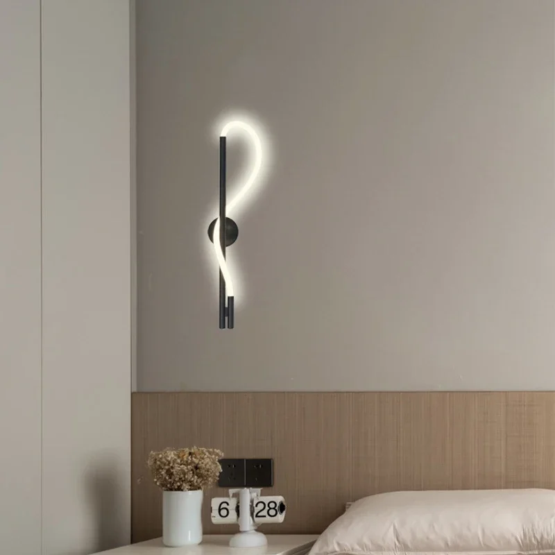 Contemporary Design Living Room Minimalist Led Wall Lamps Nordic Minimalist Bedroom Bedhead Light Shaped Line Art Decor Lights