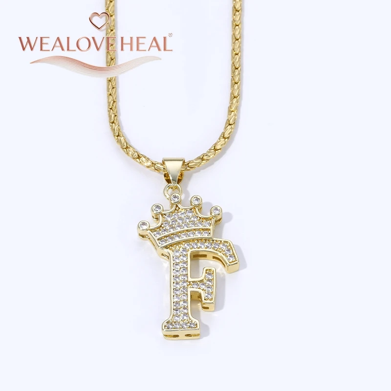 18K Vergoldete A-Z Kronen-Initial-Halskette, Iced Out CZ 26 Buchstaben-Anhänger-Kette, Personalisierter Hip-Hop-Schmuck Geschenk für Ihn und Sie – Detail 24