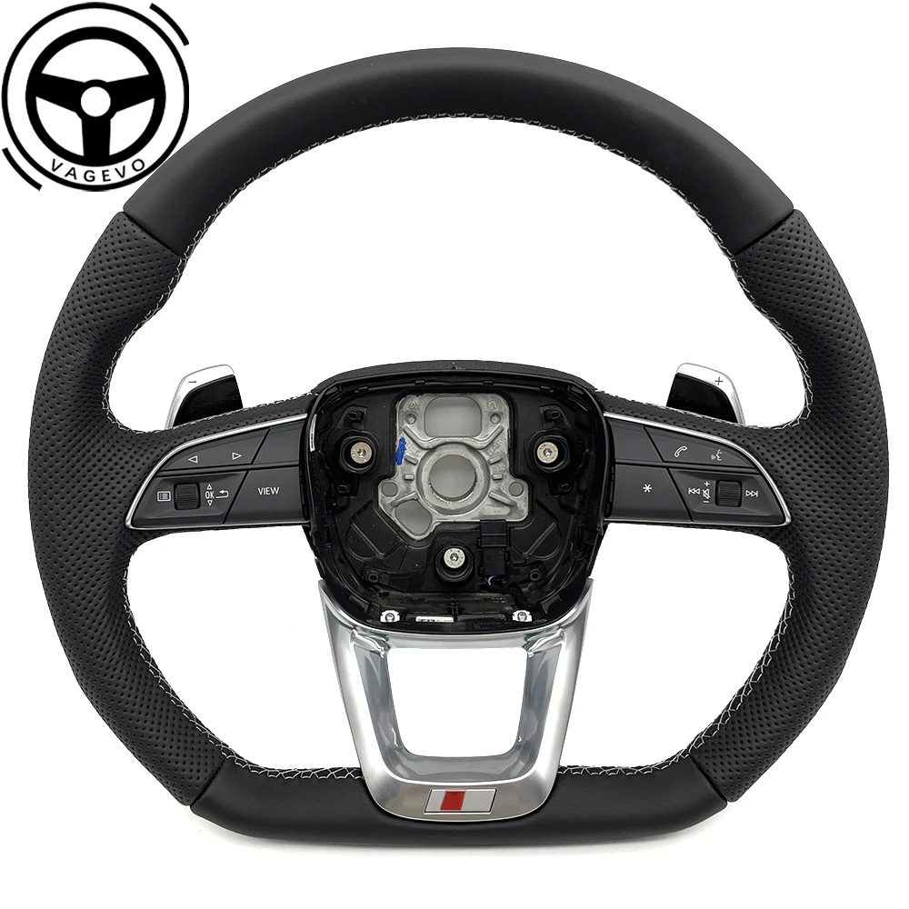 

For VW Q5 FY S LOGO leather perforated flat bottomed steering wheel with shift paddles