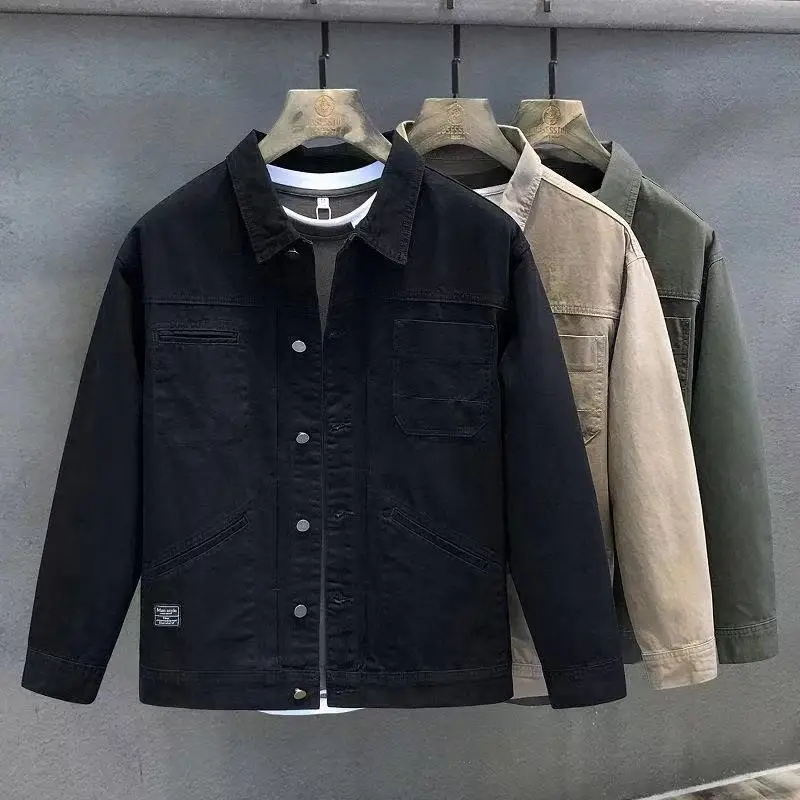 

Мужская джинсовая куртка в стиле ретро в японском стиле, свободная рабочая одежда с несколькими карманами, верхняя одежда, модное брендовое хлопковое длинное пальто све